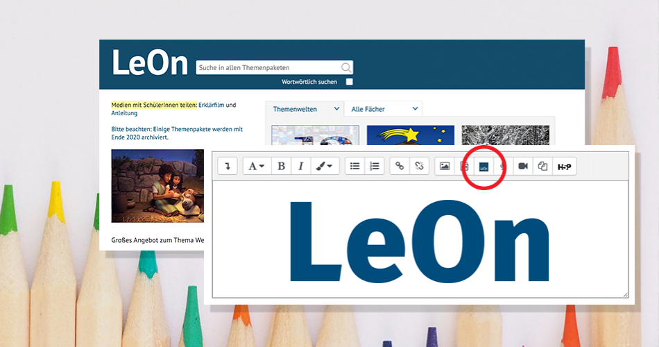 Screenshot LeOn Website und Atto Editor in TSNmoodle