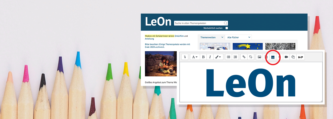 Screenshot LeOn Website und Atto Editor in TSNmoodle